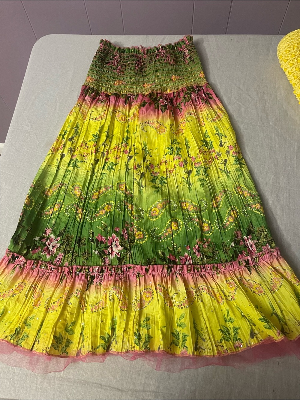 Squeeze Green Yellow Pink Floral Midi Dress